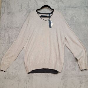 NWT Perry Ellis Mens XL Long Sleeve Sweater Light/Dark Grey